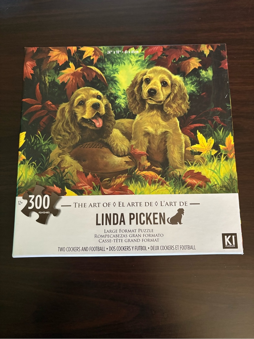 Linda Picken 300 Piece Two Cockers & Football Puzzle